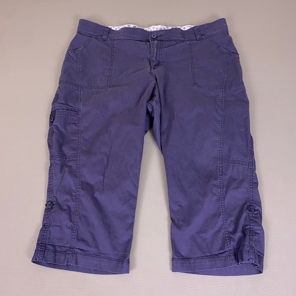 Lee Cargo Pants Women's Plus Size 16W Sinfully‎ Soft Navy Blue Capri Stretch